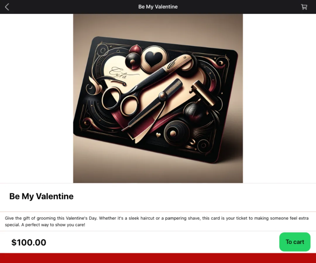 Gift card nell'app del barbershop