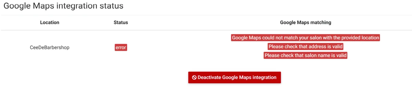 Integrazione con Google Maps non riuscita
