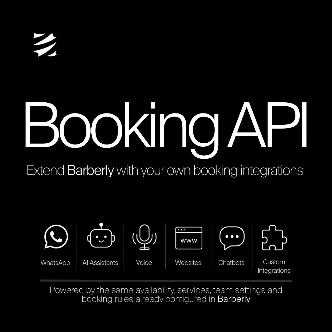 Barberly Booking API per WhatsApp, assistenti IA, voce, siti web, chatbot e integrazioni personalizzate
