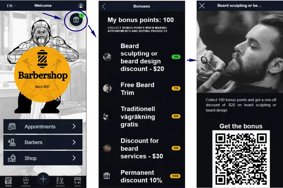 Programma fedeltà nell'app del barbershop