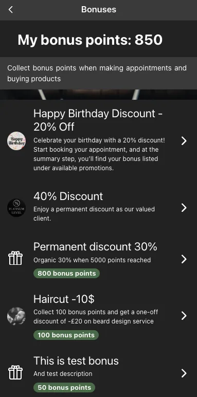 Solo i bonus applicabili